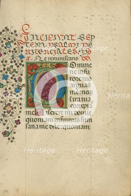 Decorated Initial D; Book of Hours, about 1460. Creator: Unknown.