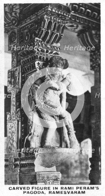 Carved figure in Rami Peram's Pagoda, Ramesvaram, India, c1925. Artist: Unknown