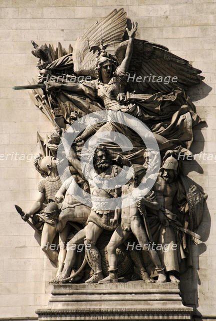 La Marseillaise personified on the Arc de Triomphe, Paris, France. Creator: Francois Rude.