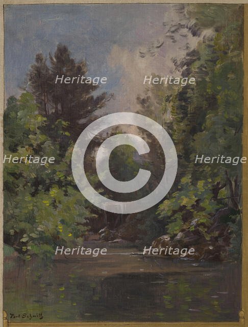 Sketch for the town hall of Vincennes: View of the Bois de Vincennes, 1898. Creator: Paul Leon Felix Schmitt.