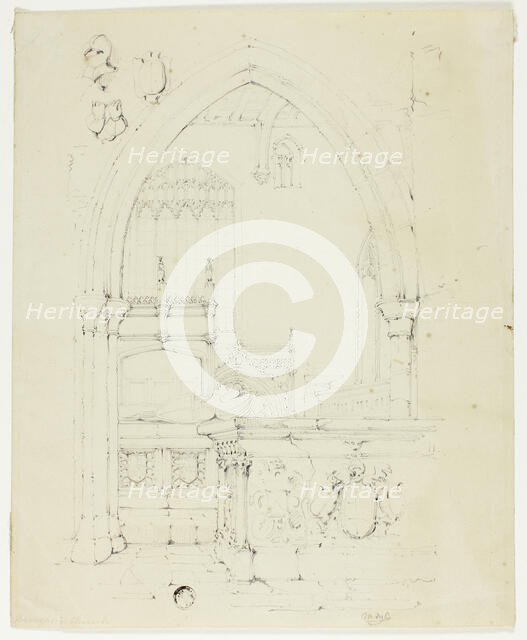 Broughton Church, 1830/40. Creator: Unknown.