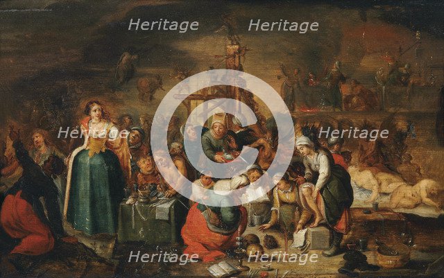 The Witches' Kitchen, Early 17th cen.. Artist: Francken, Frans, the Younger (1581-1642)