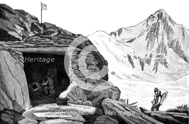 Shelter built by the glaciologist Louis Agassiz, Aar glacier, Switzerland, 1840 (1885). Artist: Unknown