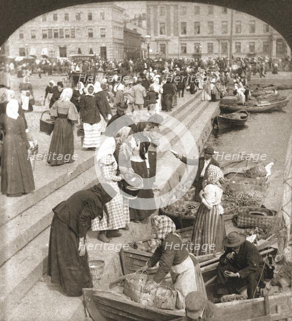 'Market Boats, Helsingfors, Finland', 1898.  Creator: Works and Sun Sculpture Studios.