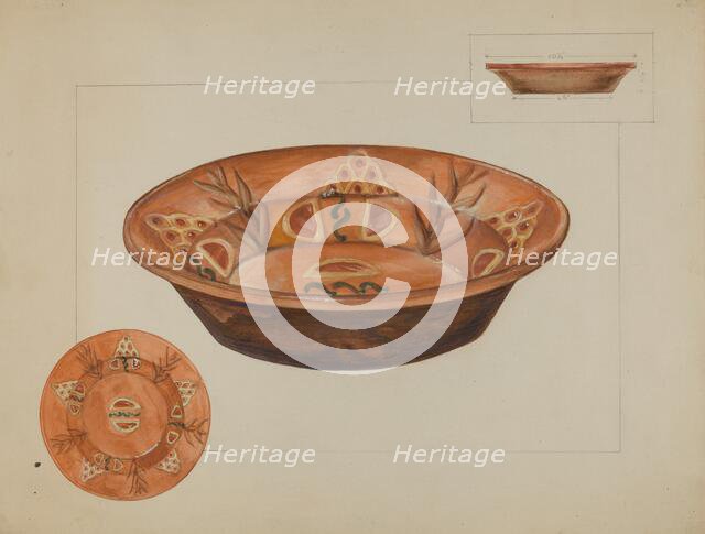 Pa. German Deep Dish, c. 1936. Creator: Agnes Karlin.