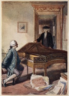 Mozart and the mysterious stranger, 1791, (c1914). Artist: Charles A Buchel