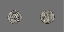 Denarius (Coin) Depicting Mask of Pan, about 48 BCE, issued by C. Vibius Pansa. Creator: Unknown.