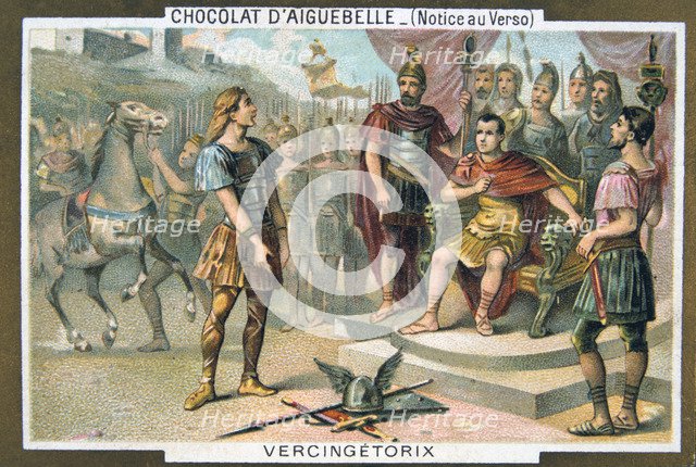 Vercingetorix surrenders to Julius Caesar, c46 BC, (19th century). Artist: Unknown