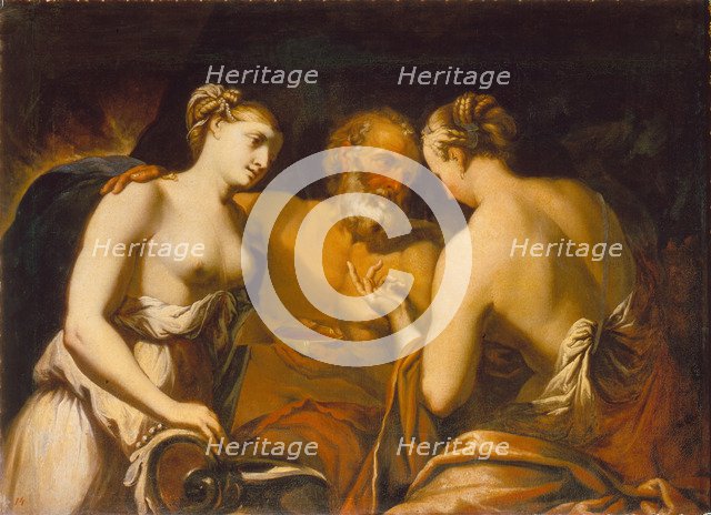 Lot and his Daughters, End of 17th cen.. Artist: Pacelli, Matteo (1651-1732)