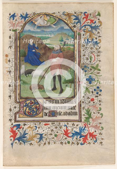 Leaf from a Book of Hours: Annunciation to the Shepherds, c. 1460. Creator: Unknown.