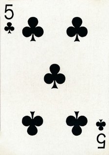 5 of Clubs from a deck of Goodall & Son Ltd. playing cards, c1940. Artist: Unknown.