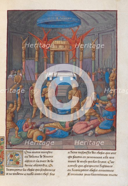 Desecration of the Temple of Jerusalem by Pompey. Illustration in Flavius Josephus Antiquities of t