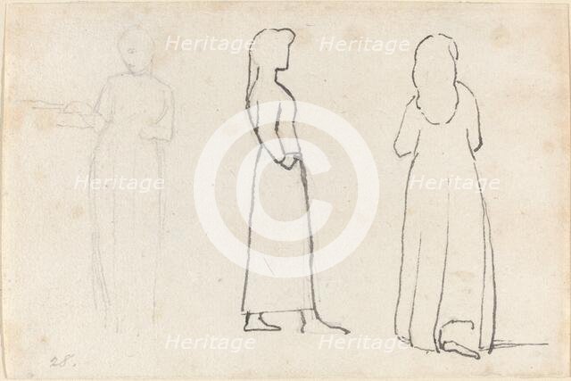 Three Sketches of a Standing Woman, c. 1790. Creator: John Flaxman.