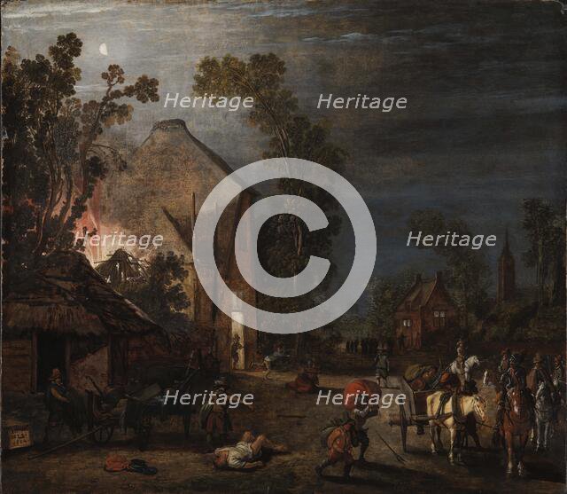 A Village Looted at Night, 1620. Creator: Velde, Esaias, van de (1591-1630).