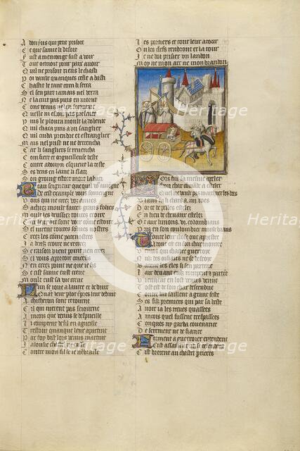 Venus Arriving at the Castle in her Chariot; Roman de la Rose, about 1405. Creator: Unknown.