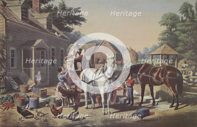 Preparing For Market, pub. 1856, Currier & Ives (Colour Lithograph)