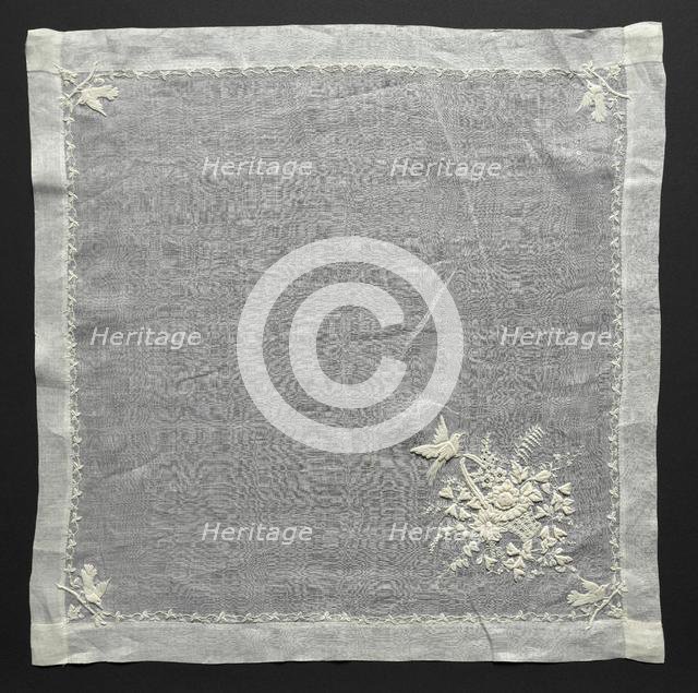 Embroidered Handkerchief, 19th century. Creator: Unknown.
