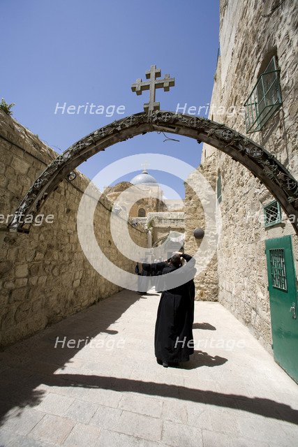 The Ninth Station of the Cross on the Via Dolorosa, Jerusalem, Israel. Artist: Samuel Magal