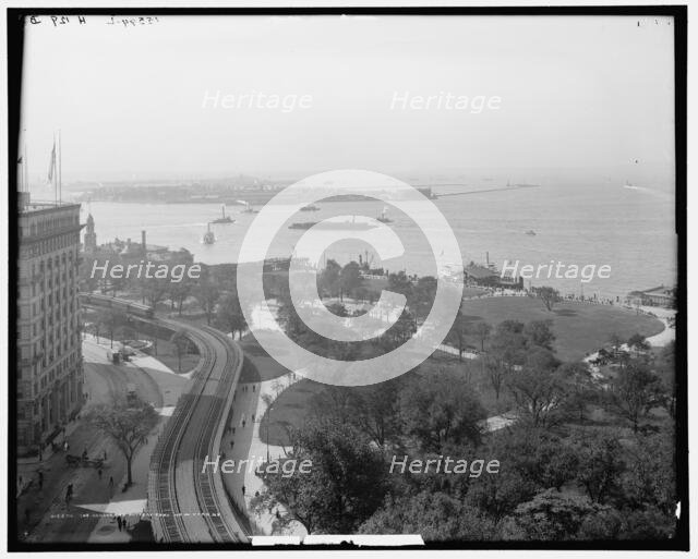 The Harbor and Battery Park, New York, N.Y., c1908. Creator: Unknown.