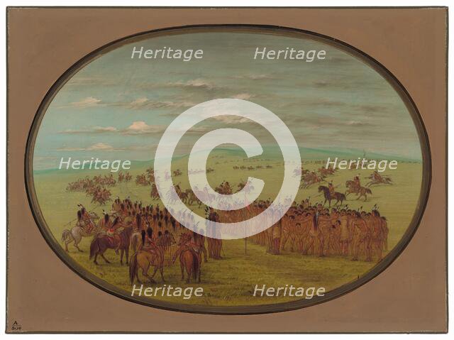 Horse Racing - Minatarrees, 1861/1869. Creator: George Catlin.