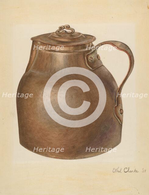 Copper Water Vessel, 1939. Creator: Ethel Clarke.