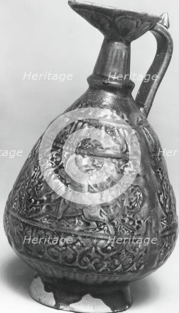 Ewer with Molded Inscriptions and Figures on Horseback, Iran, last quarter 11th-12th century. Creator: Unknown.