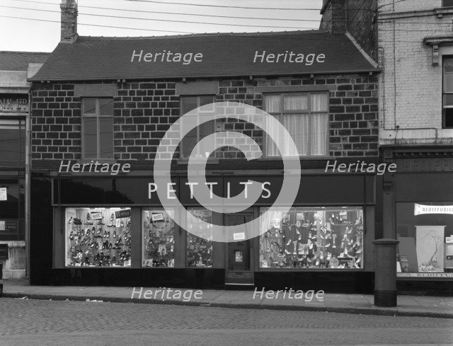 Front of Pettits Shoe Shop, Mexborough, South Yorkshire, 1960. Artist: Michael Walters
