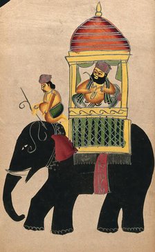 Raja on a black elephant, c1890. Creator: Unknown.