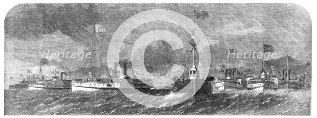 The Prince of Wales in Canada - His Royal Highness escorted to Montreal by a fleet..., 1860. Creator: Smyth.