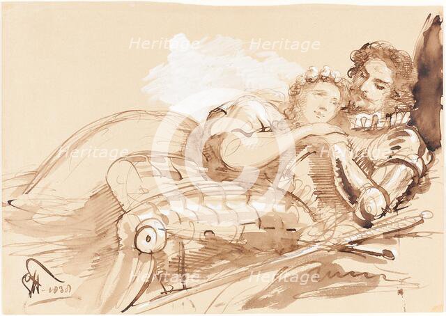 A Maiden Embraced by a Knight in Armor, 1838. Creator: George Hayter.