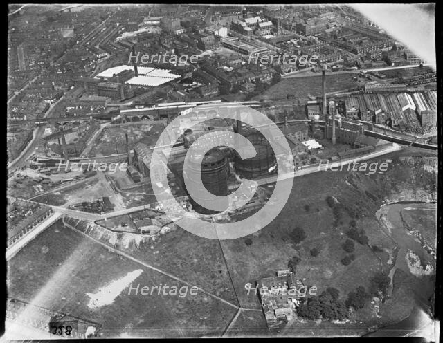 Hyde Gas Works and environs, Hyde, Greater Manchester, c1930s. Creator: Arthur William Hobart.