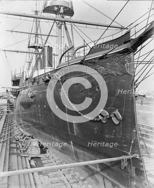 U.S.S. Chicago in dry dock, between 1890 and 1901. Creator: Unknown.