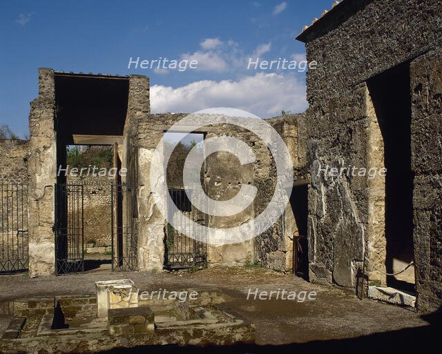 Atrium with impluvium, House of Octavius Quartio or House of Loreius Tiburtinus, Pompeii, 1st cent. Creator: LTL.