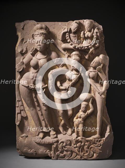 The River Goddess Yamuna and Attendants, c.800. Creator: Unknown.