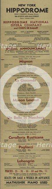 Hippodrome National Opera Company and Corps de Ballet, c1934-06-12 - 1934-06-17. Creator: Unknown.