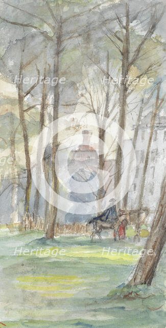 Park with figures on horseback, 1834-1911. Creator: Jozef Israels.