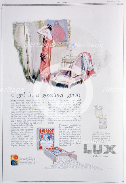 Advert for Lux soap, 1925. Artist: Unknown