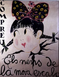 Poster for the promotion of the book of J. Salvat-Papasseit 'Els nens de la meva escala' (Childre…