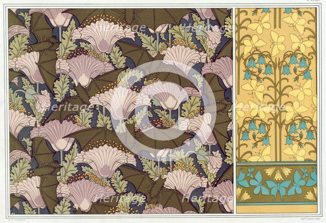 Designs for a wall hanging with Bats and Poppies, pub. 1897. Creator: Maurice Pillard Verneuil (1869?1942).