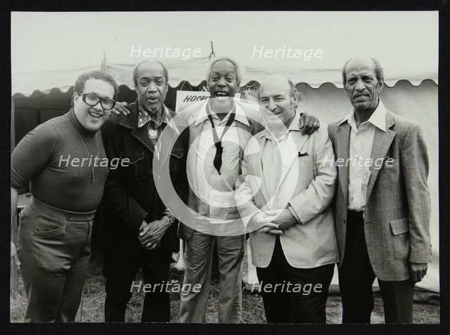 Duffy Jackson, Slam Stewart, Sonny Stitt, George Wein and an unidentified musician, London, 1979. Artist: Denis Williams