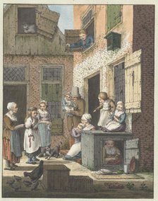 Group of people in front of a house, 1758-1808. Creator: Christina Chalon.