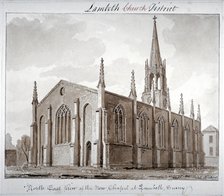 North-east view of the Church of St Mary the Less, Lambeth Butts, London, 1828. Artist: John Chessell Buckler