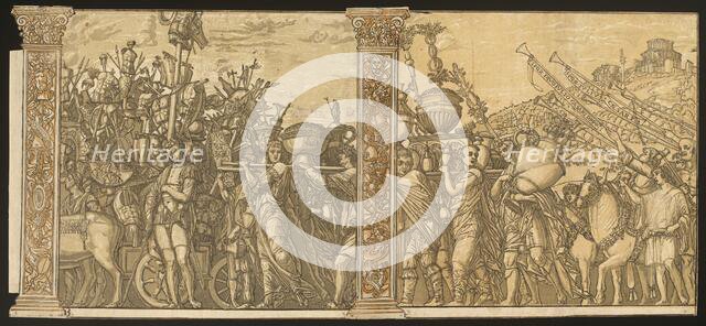 The Triumph of Julius Caesar [no.3 and 4 plus 2 columns], 1599. Creator: Andrea Andreani.
