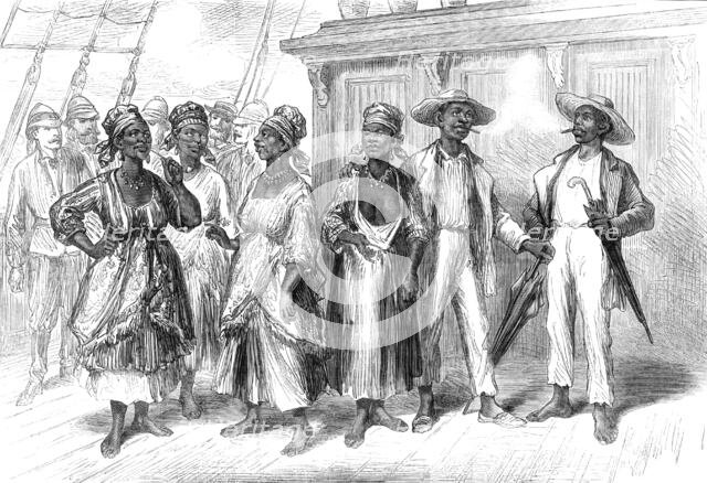 Voyage to the Gold Coast of Africa: negro visitors on board the Volta, 1874. Creator: Unknown.