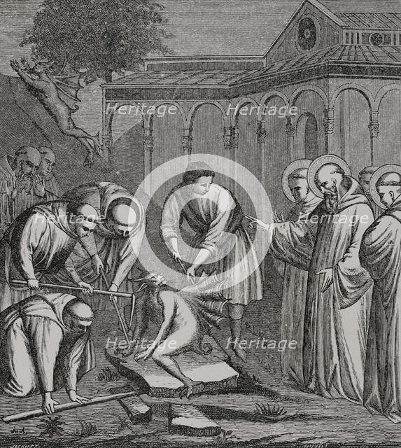The Heavy Stone - episode from the life of Saint Benedict of Nursia (480-547), 1387 (1877). Creator: Unknown.