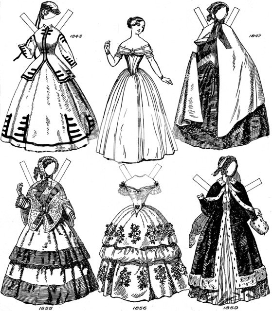 'The Great Gallery of British Costume: Some Women's Fashions from 1843 to 1893', c1934. Artist: Unknown.