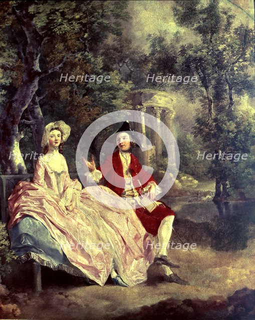 Conversation in the Park', detail of the canvas by Thomas Gainsborough.