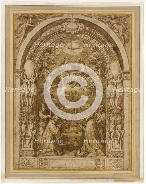 Coronation of the Virgin, with the Martyrdom of Saint Lawrence, c.1570. Creator: Federico Zuccaro.