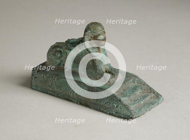 Recumbent Sphinx Figurine on a Stepped Platform, Ptolemaic Period (323-30 BCE) or modern. Creator: Unknown.