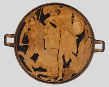 Cup with Achilles slaying Penthesilea. Red-figure pottery, ca 470-460 BC.